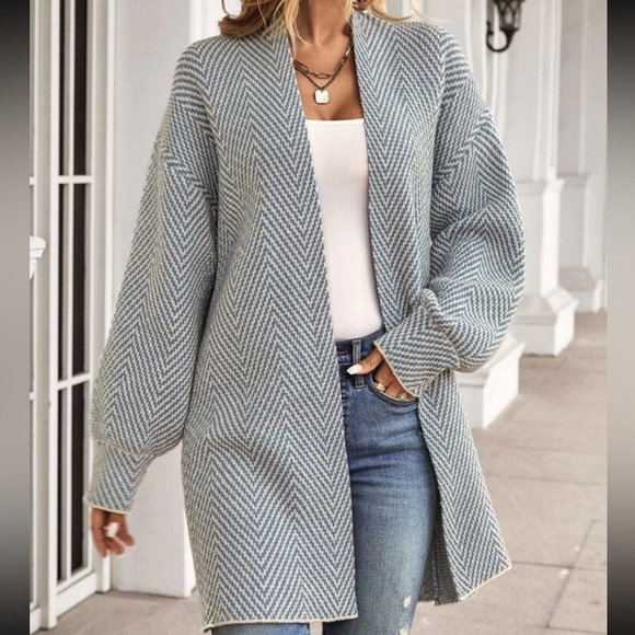 Cozy chevron pattern duster cardigan - Picture 16 of 16